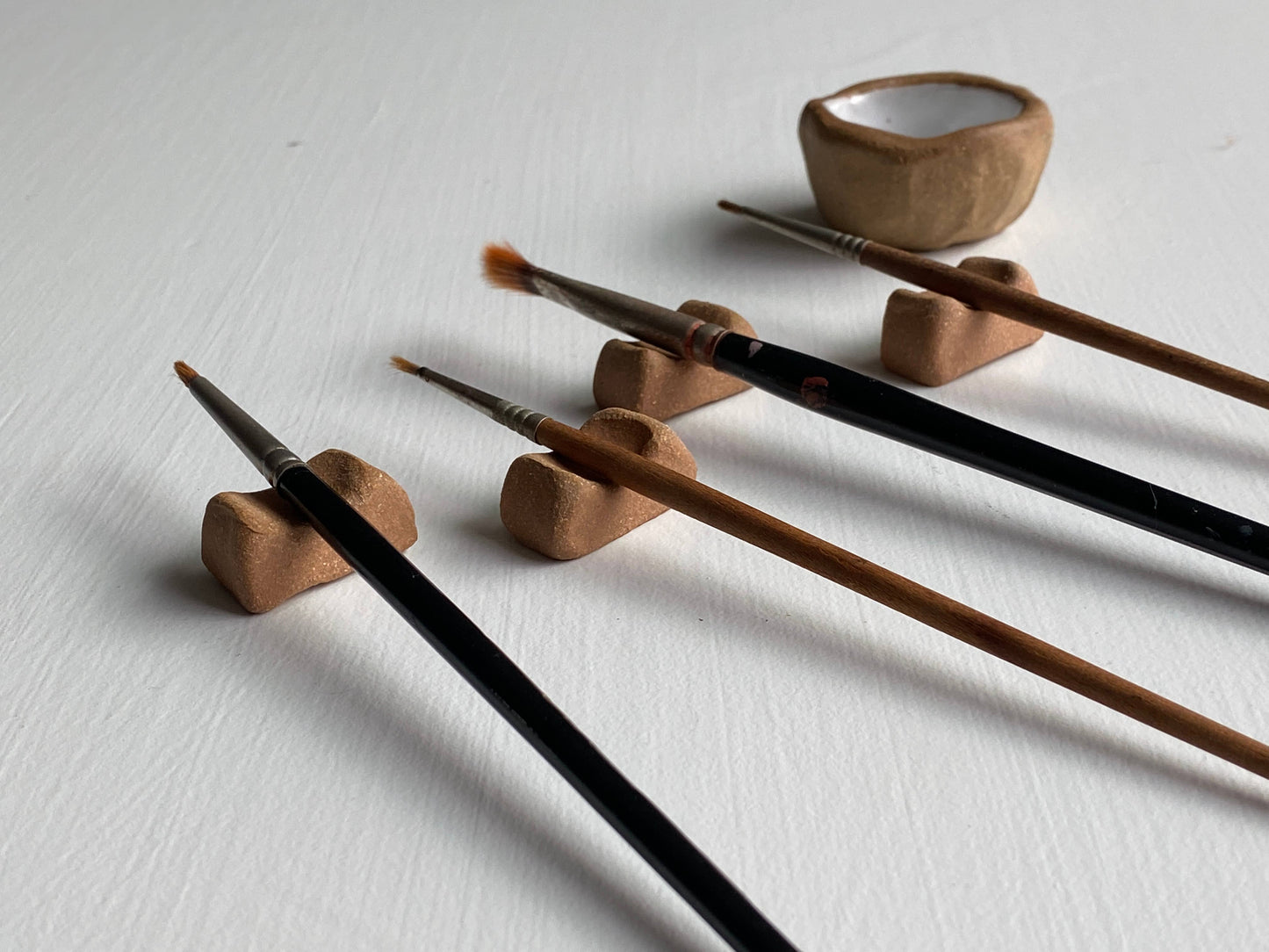 Brush Rest and Paintbrush Holder, Handmade Chopstick Holder: Glazed