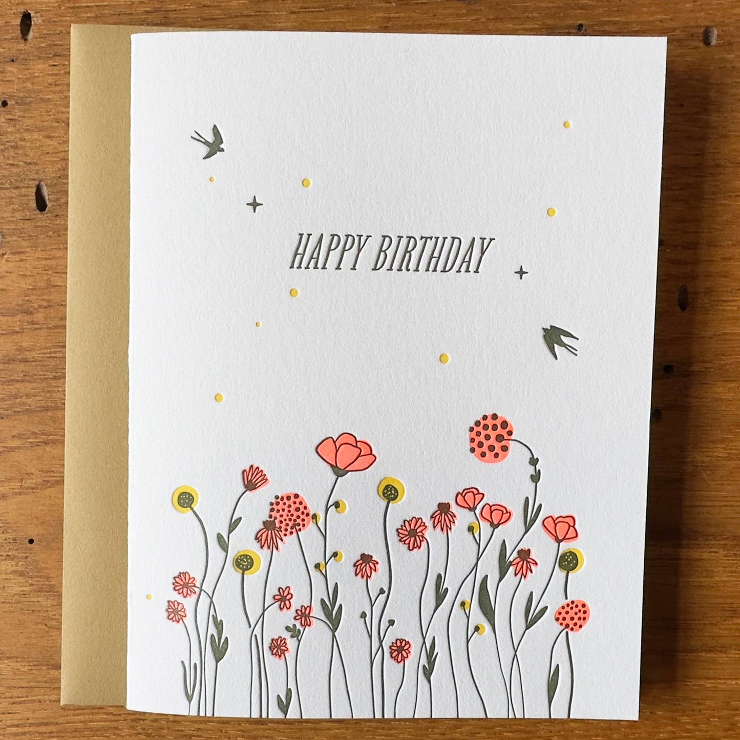 Lark Press - Happy Birthday Wildflowers Letterpress Card