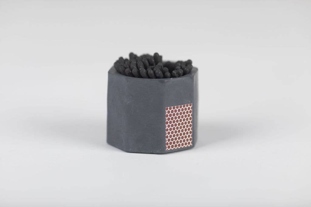 Tenn Prairie - Concrete Match Holder – Modern Design with 2-Inch Safety Matches: Black