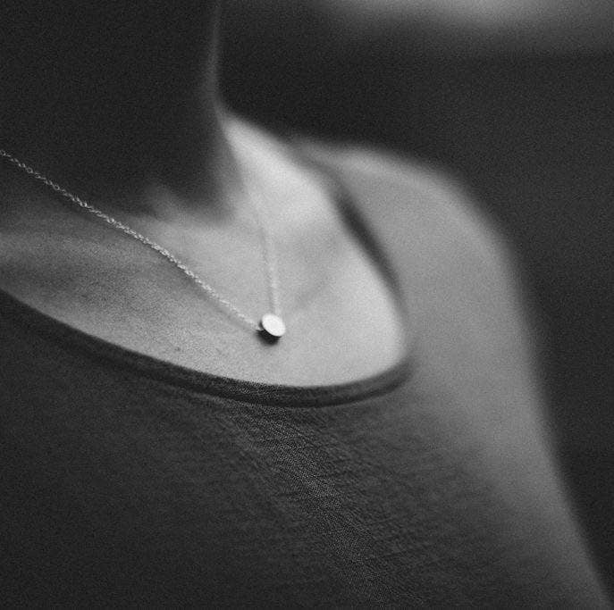 Modern Madini - Simple brass dot necklace on sterling chain