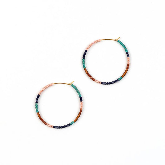 Altiplano - Beaded Hoop Earrings: Deep Multi