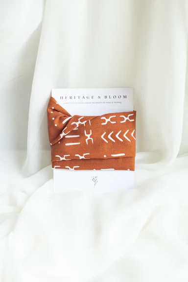 Heritage & Bloom - Tan and White Abstract Print Headwrap