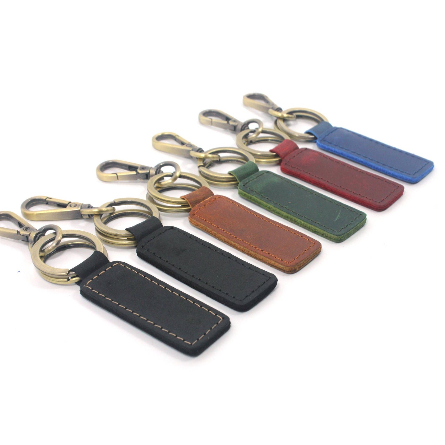 American Leather Goods - Leather Keychain, Geniune Leather Keychain: Green