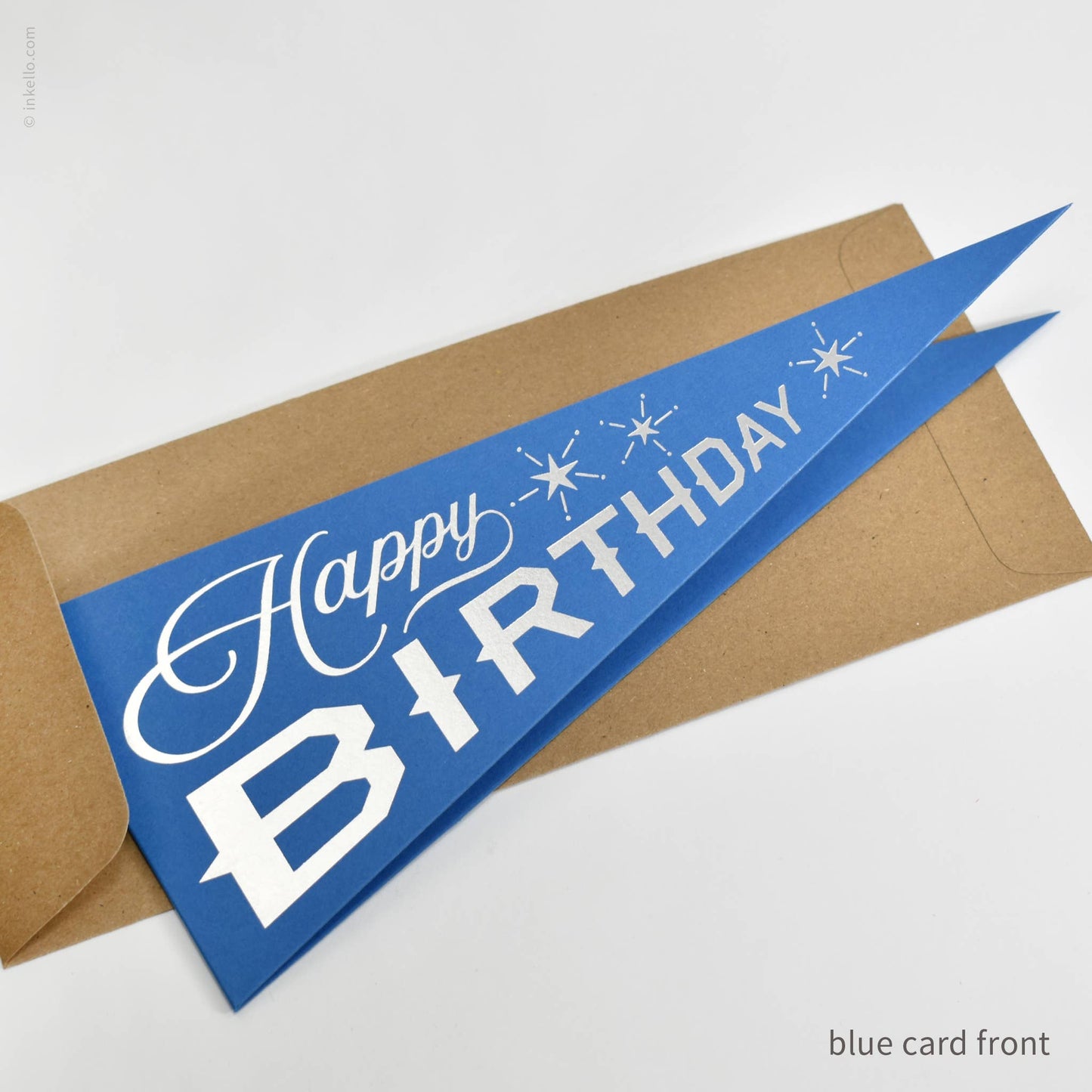 Inkello Letterpress - Happy Birthday Triangular Pennant Card (#488): Crimson Red