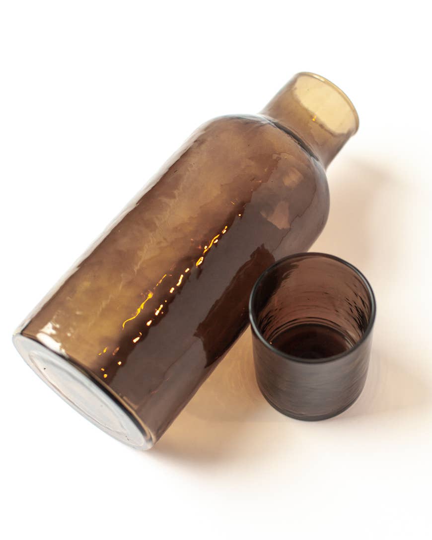 Acacia Creations - Handblown Hammered Glass Carafe: Amber