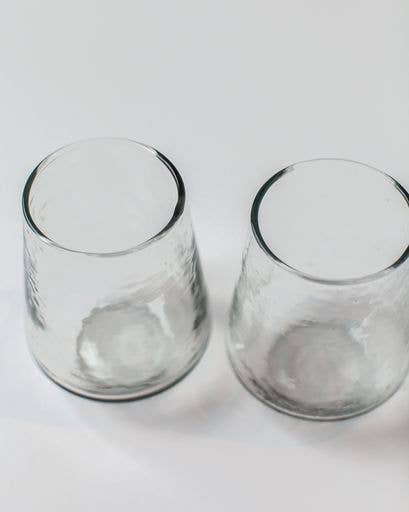 Acacia Creations - Handblown Hammered Glass Water Tumbler - Set | 2: Amber