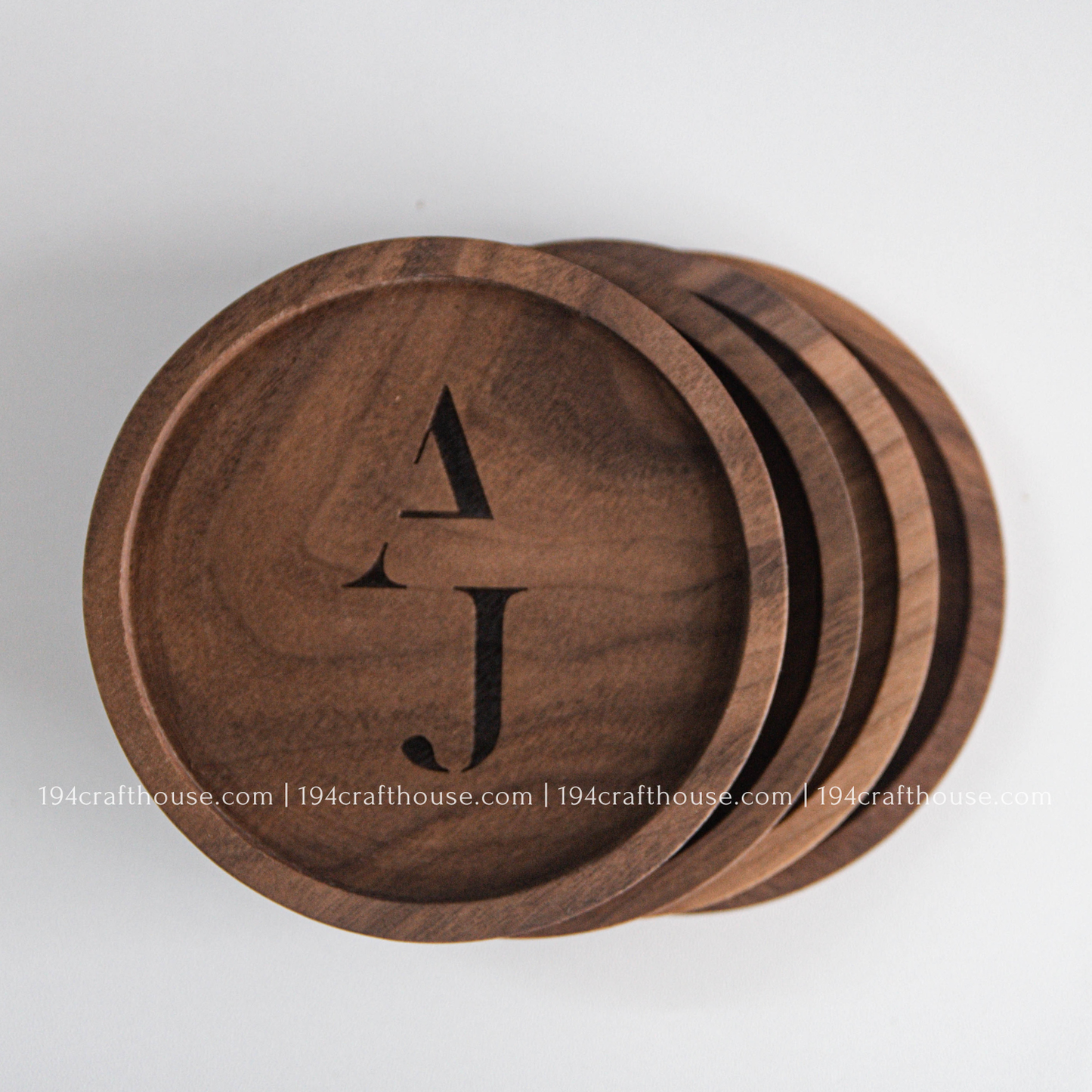 194 Craft House - Custom Logo Engraved Round Wood Coaster - Home Decor & Gifts