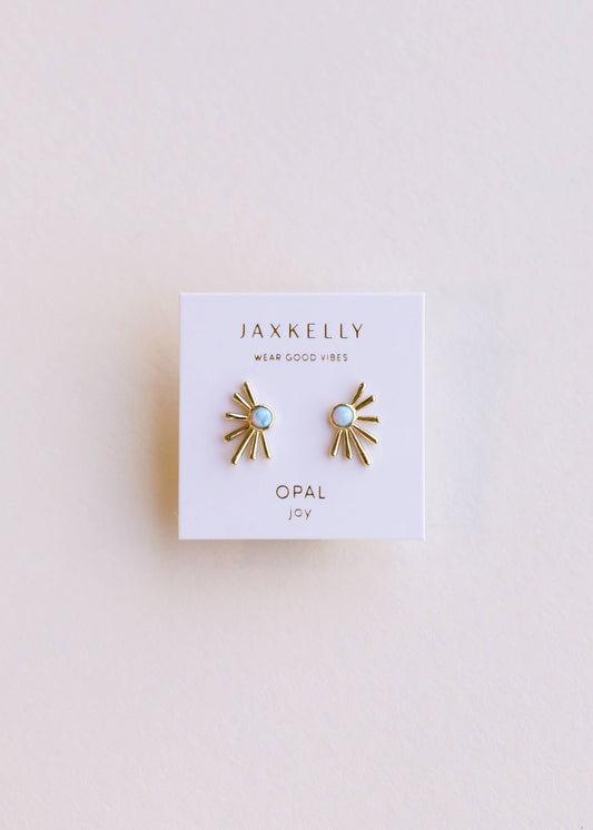 JaxKelly - Sun Ray - Fire Opal - Gold Earrings