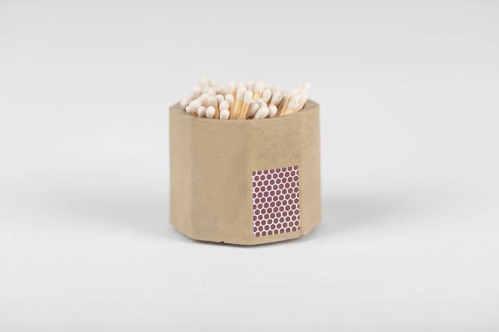Tenn Prairie - Concrete Match Holder – Modern Design with 2-Inch Safety Matches: Black