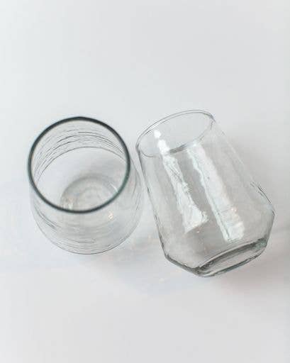 Acacia Creations - Handblown Hammered Glass Water Tumbler - Set | 2: Amber