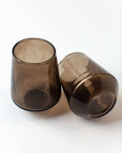 Acacia Creations - Handblown Hammered Glass Water Tumbler - Set | 2: Smoke