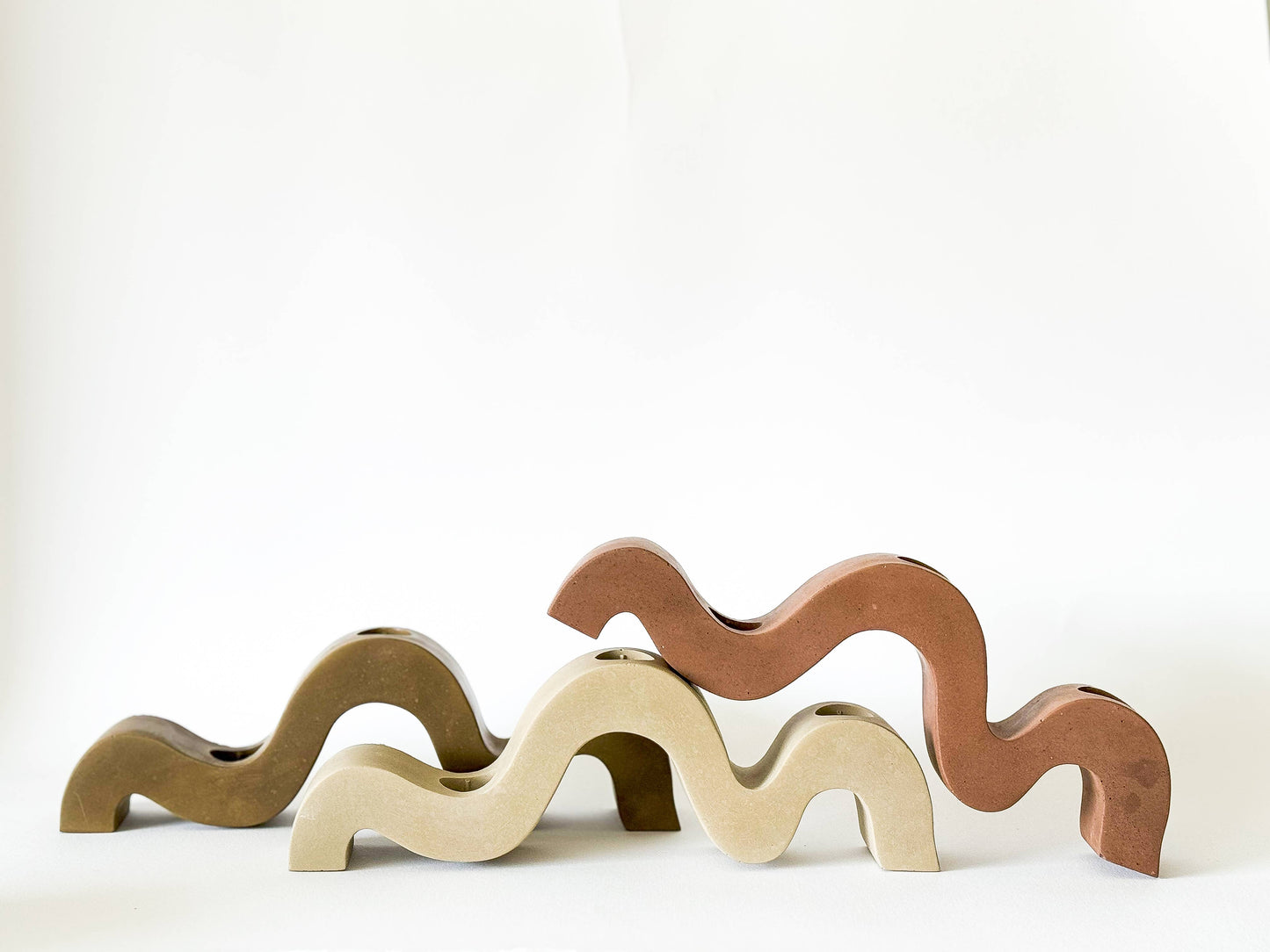 Sunday Nomad - Wavy Taper Candle Holder | Candlestick Holder: Saddle