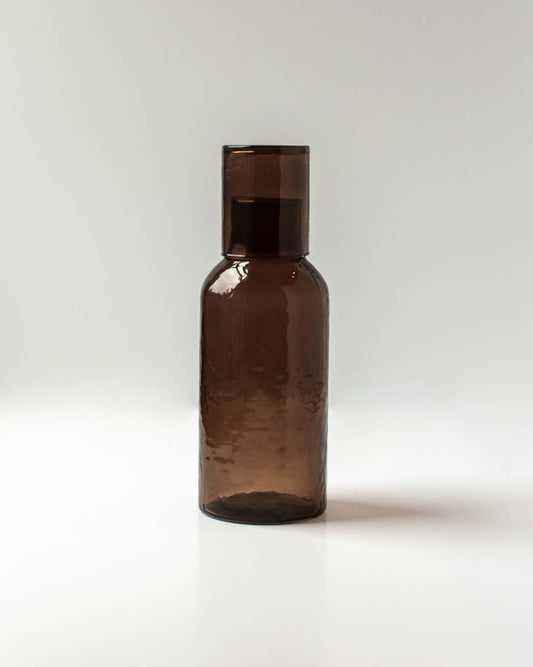 Handblown Hammered Glass Carafe: Smoke