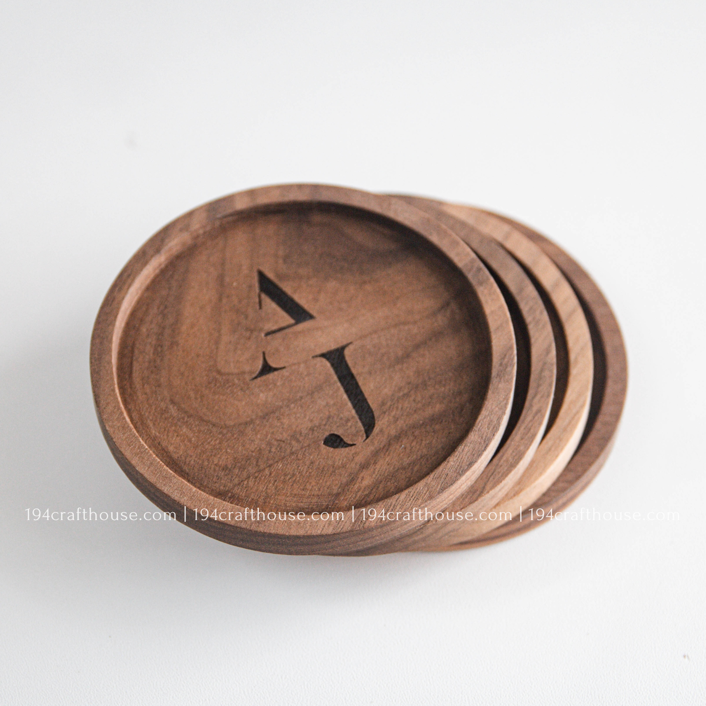 194 Craft House - Custom Logo Engraved Round Wood Coaster - Home Decor & Gifts