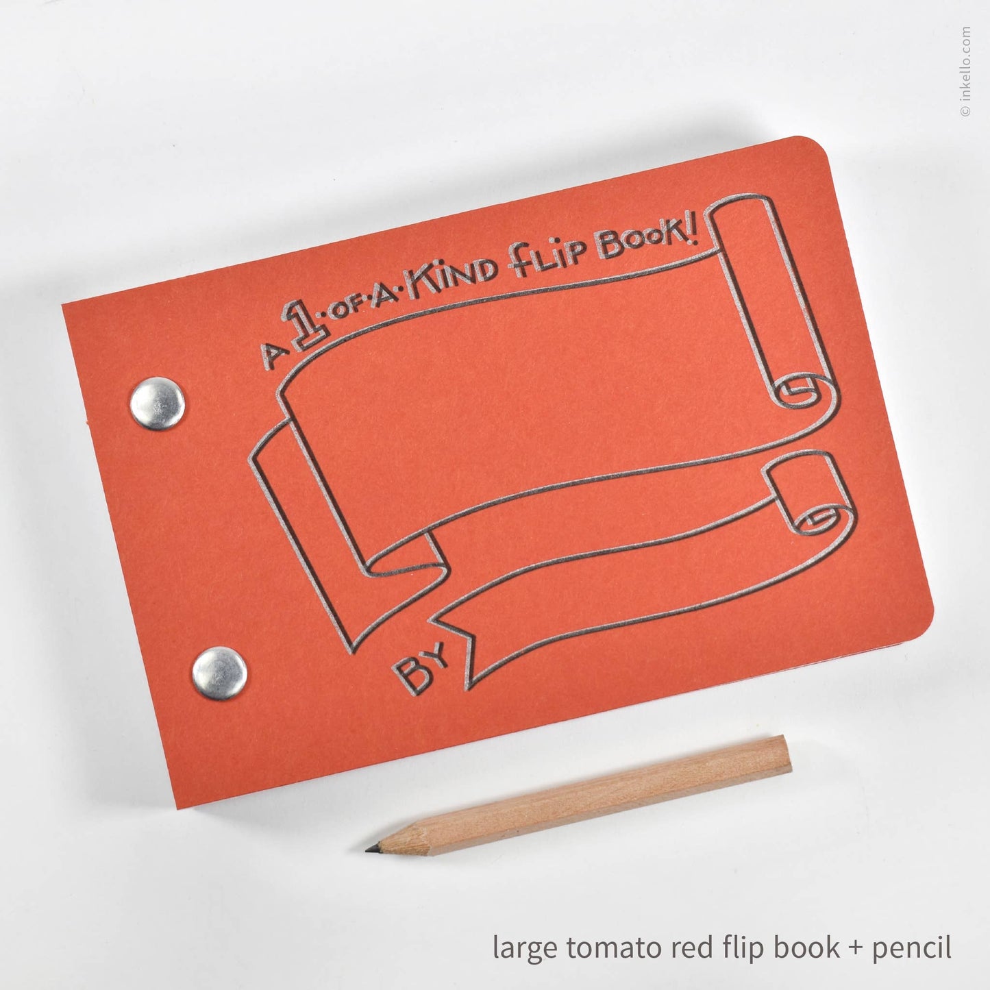 Inkello Letterpress - Draw-Your-Own Flip Book + Pencil (#316): Tomato Red / Small