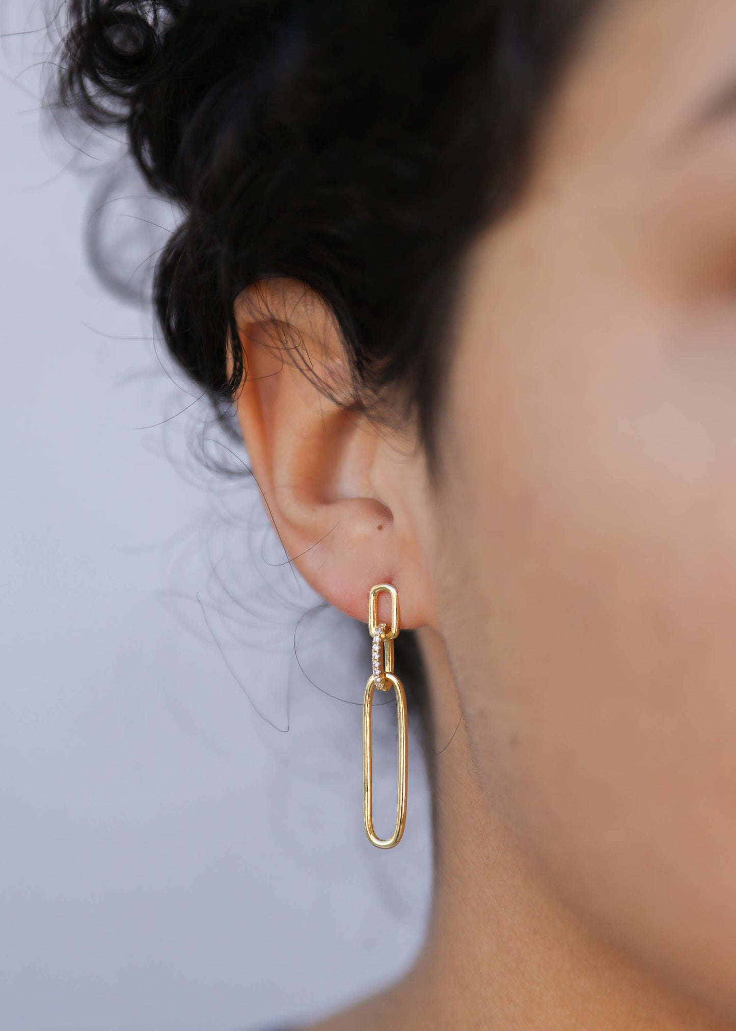 JaxKelly - Pave Link Drop - Gold Earrings