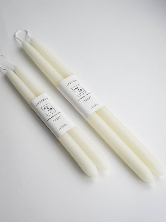 Mo&Co Home - 10" & 14" - 100% Beeswax Dipped Candles | Natural White: 14 Inch