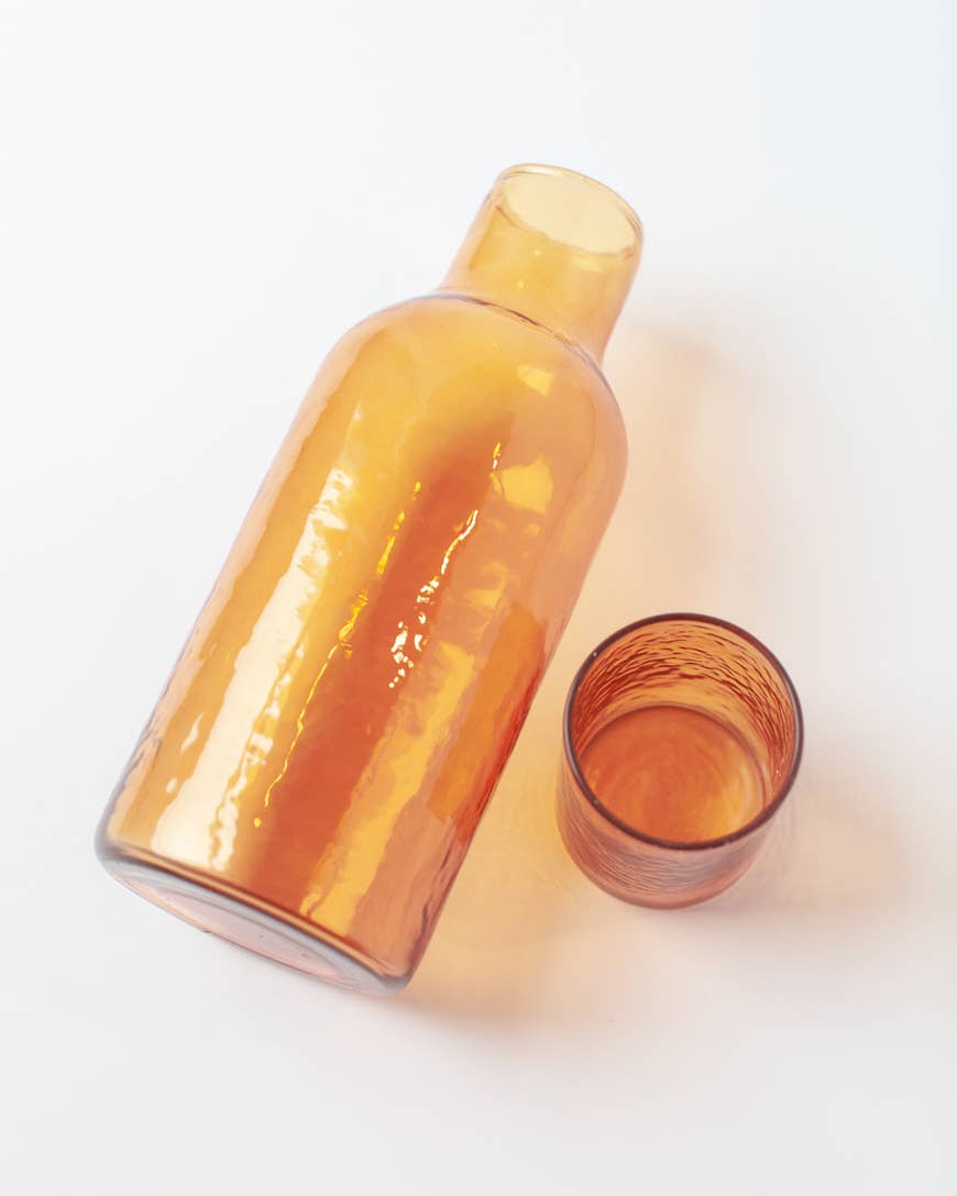 Acacia Creations - Handblown Hammered Glass Carafe: Amber