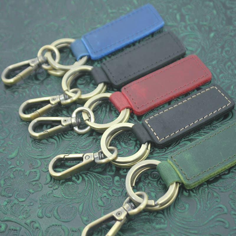 American Leather Goods - Leather Keychain, Geniune Leather Keychain: Black