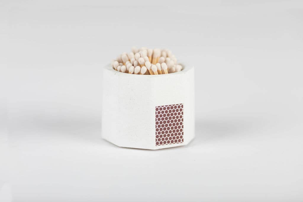 Tenn Prairie - Concrete Match Holder – Modern Design with 2-Inch Safety Matches: Black