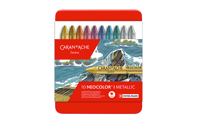 Caran d'Ache - Set of 10 NEOCOLOR I Metallic Pastels in Metal Box