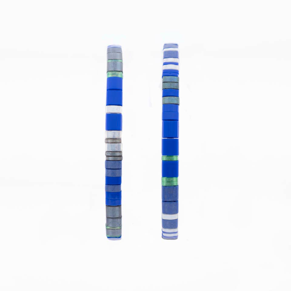 Altiplano - Handmade Tila Bead Stretch Bracelet - PAIR: Creamy