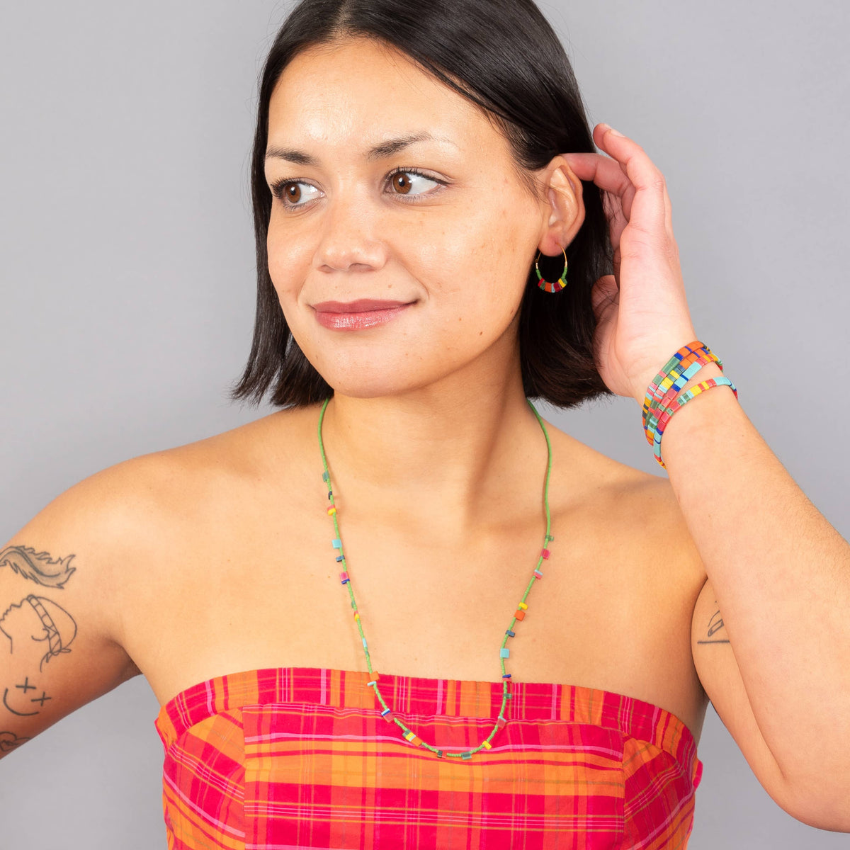 Altiplano - Handmade Tila Bead Stretch Bracelet - PAIR: Sunrise