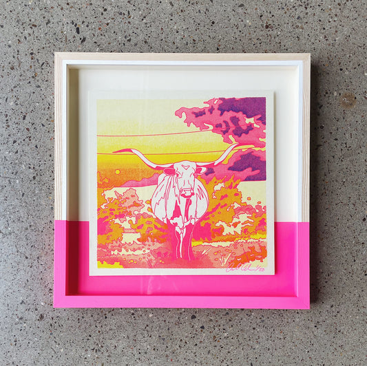 Pink Steer - 1st edition framed