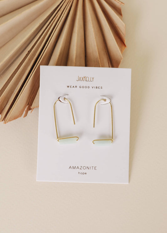 JaxKelly - Drop - Amazonite - Gold Earrings