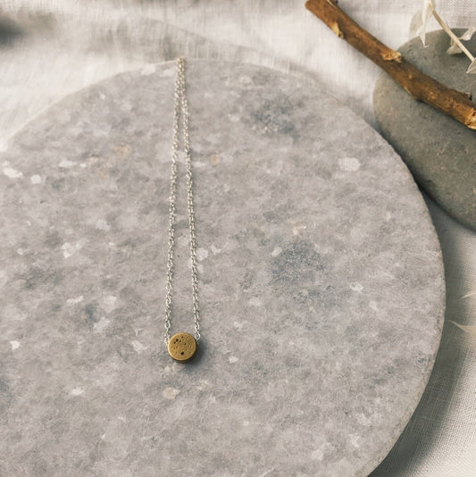 Modern Madini - Simple brass dot necklace on sterling chain