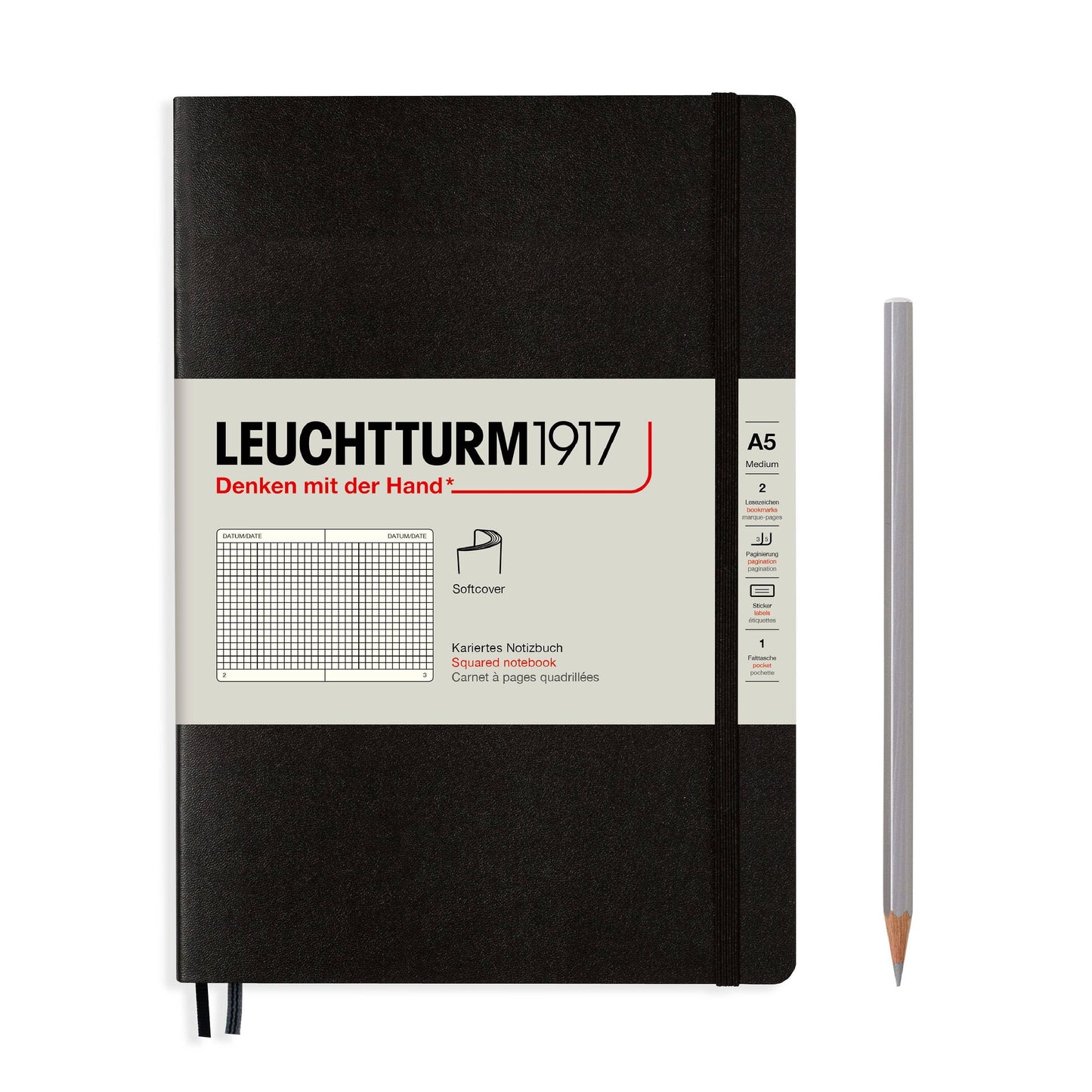 LEUCHTTURM1917 - Notebooks - Medium (A5): Black / Hardcover / Dotted