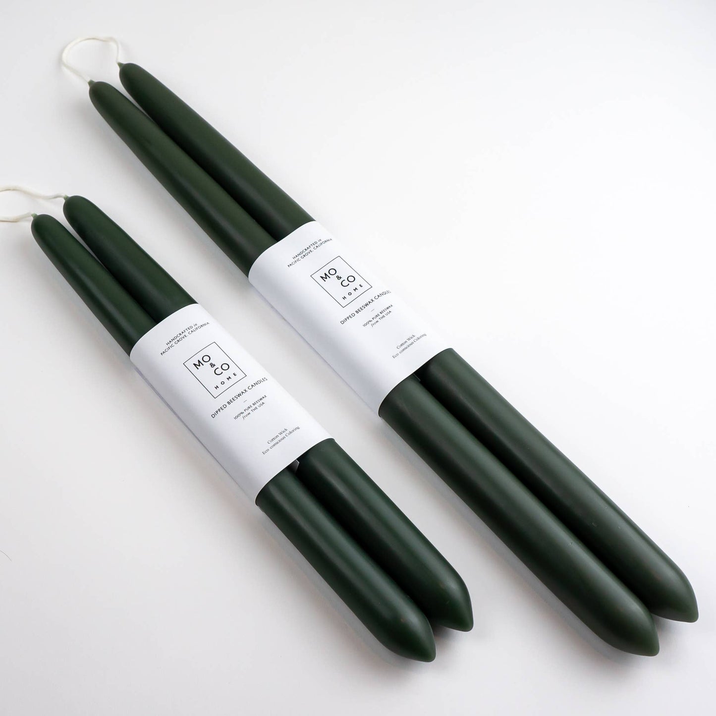 Mo&Co Home -  100% Beeswax Dipped Candles | Forest Green: 10 Inch