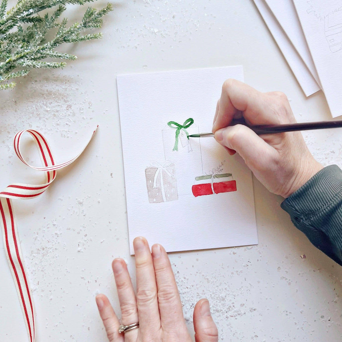 emily lex studio - Christmas cheer paintable watercolor notecard set