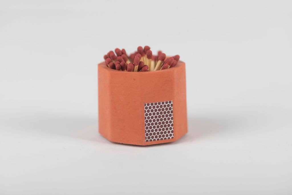 Tenn Prairie - Concrete Match Holder – Modern Design with 2-Inch Safety Matches: Pink