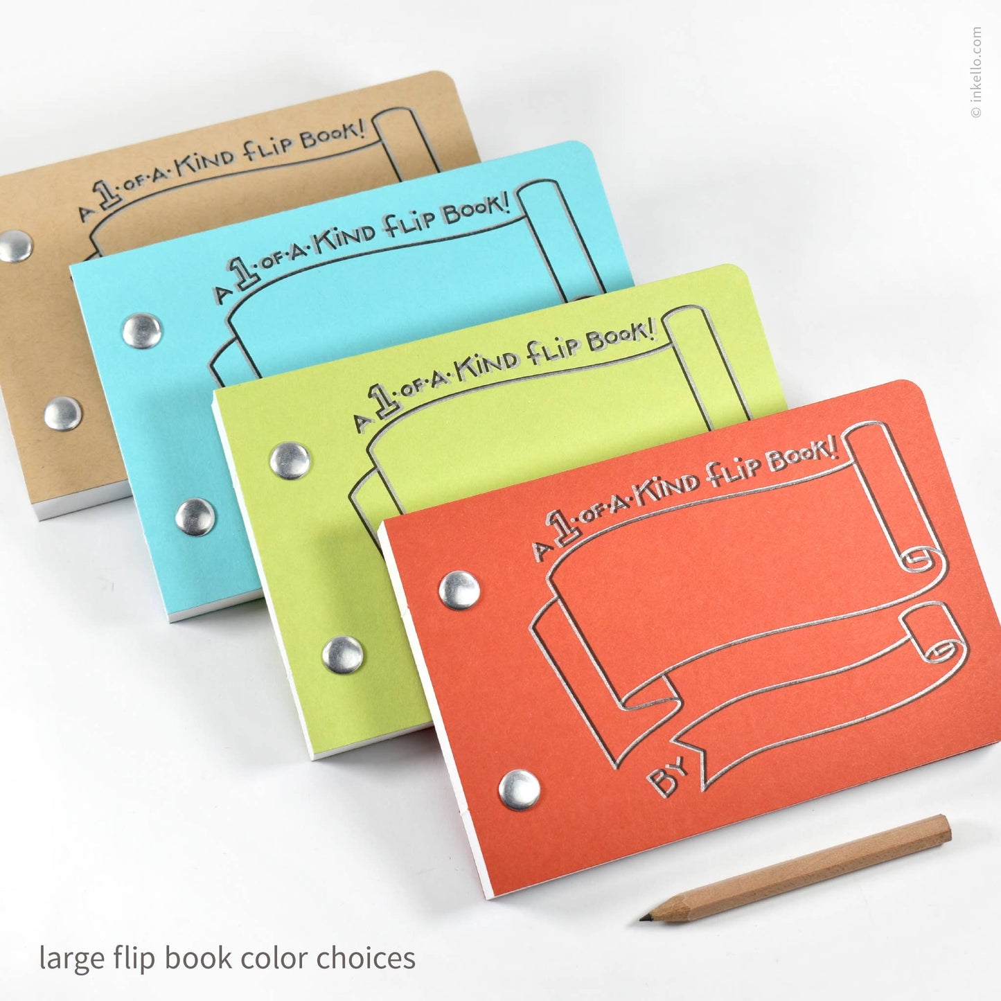 Inkello Letterpress - Draw-Your-Own Flip Book + Pencil (#316): Tomato Red / Small