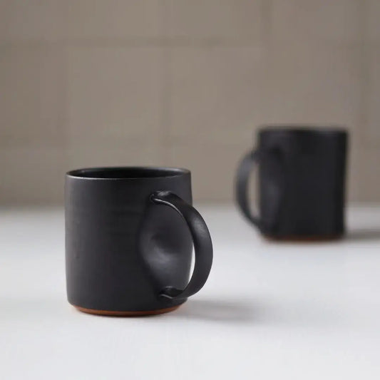 Gravesco Pottery - Smooth Handmade Pottery Mug | Minimalist Coffee Cup : Black