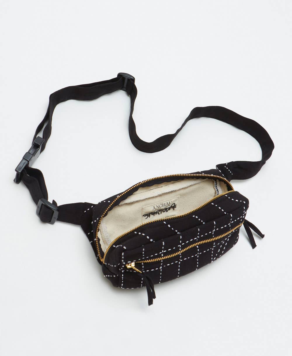 Anchal - Kantha Crossbody Belt Bag: Cobalt