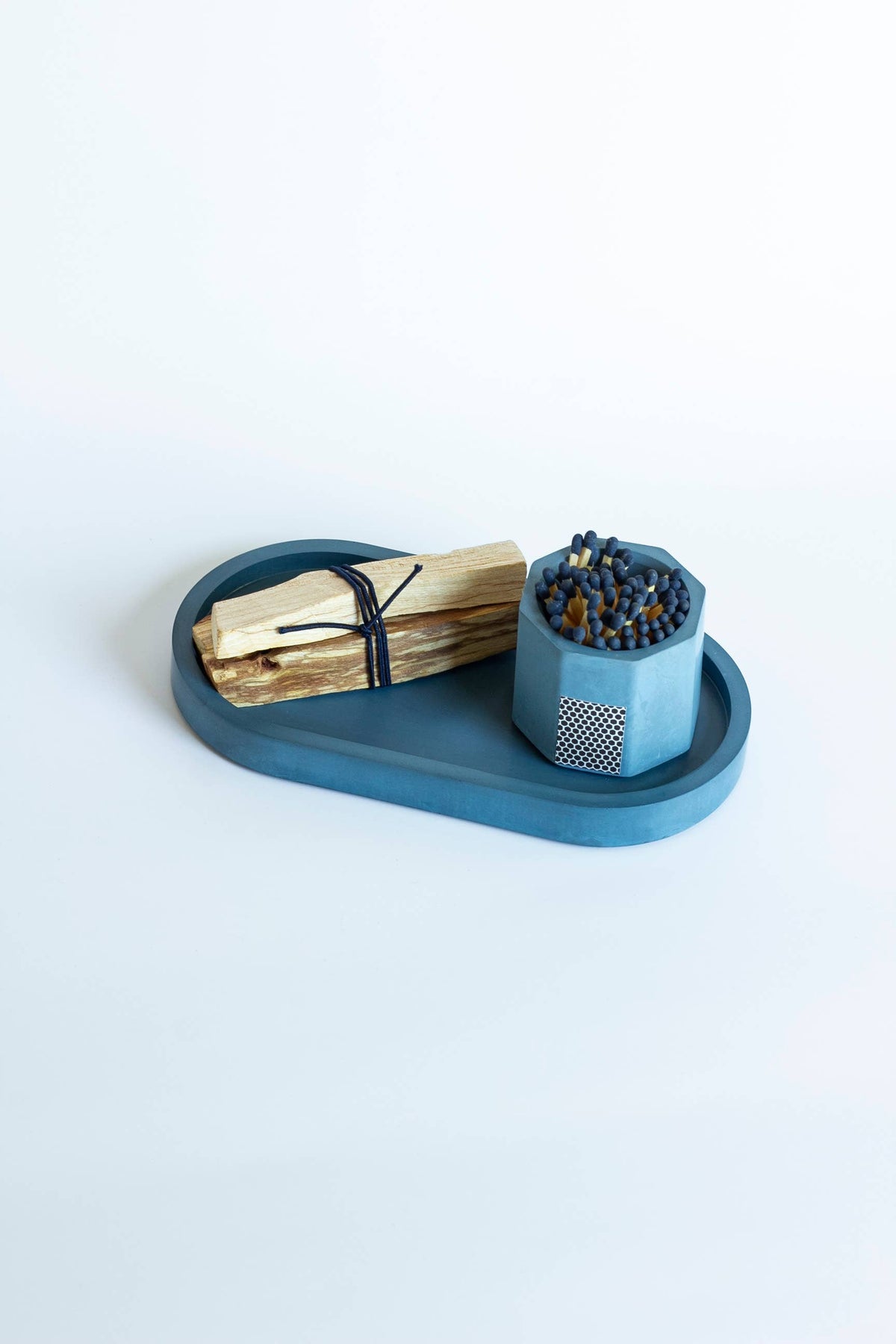 Candle Tray Gift Set – Match Holder & Palo Santo or Smudge: Palo Santo / White