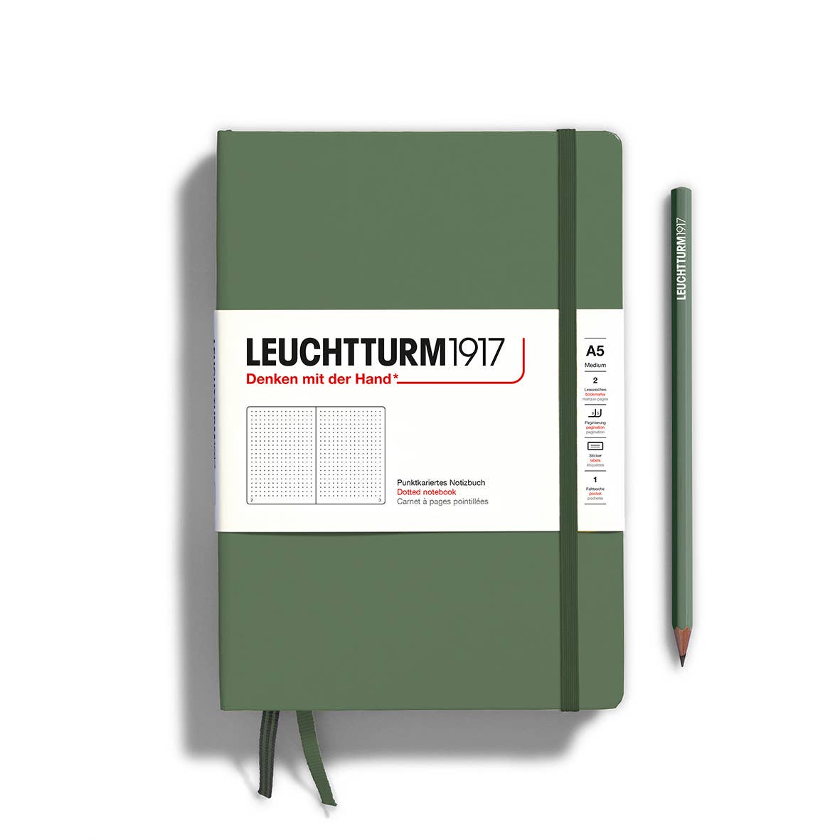 LEUCHTTURM1917 - Notebooks - Medium (A5): Olive / Hardcover / Dotted