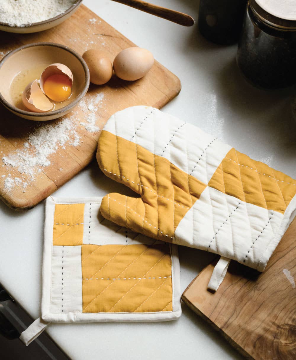 Anchal - Quilted Pot Holder: Mustard