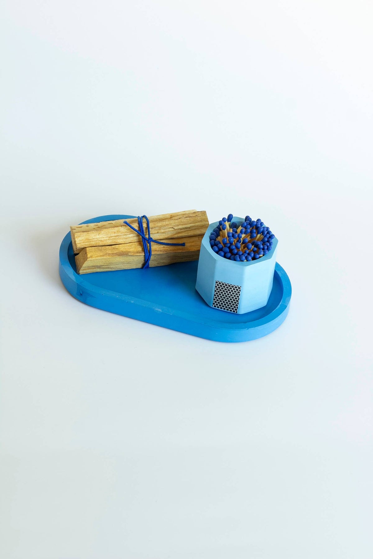 Candle Tray Gift Set – Match Holder & Palo Santo or Smudge: Palo Santo / White