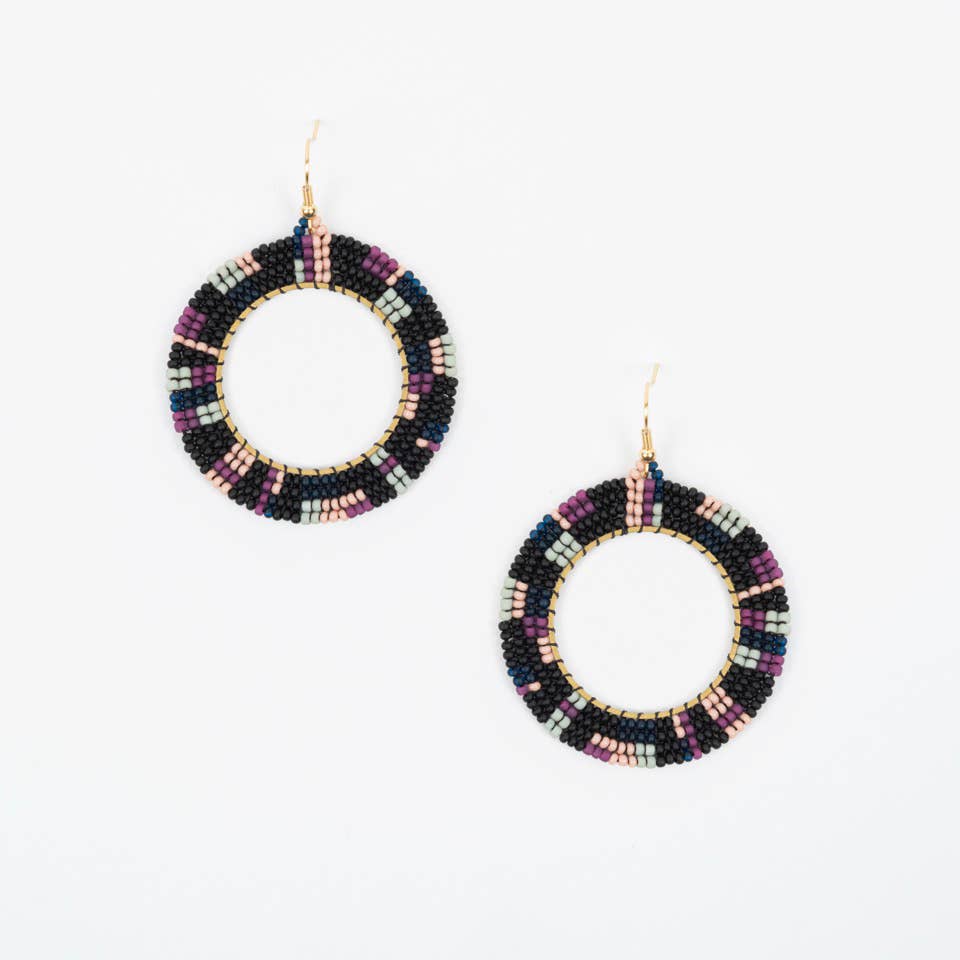 Altiplano - Circle with Square Hoop Earrings: Autumn Berry