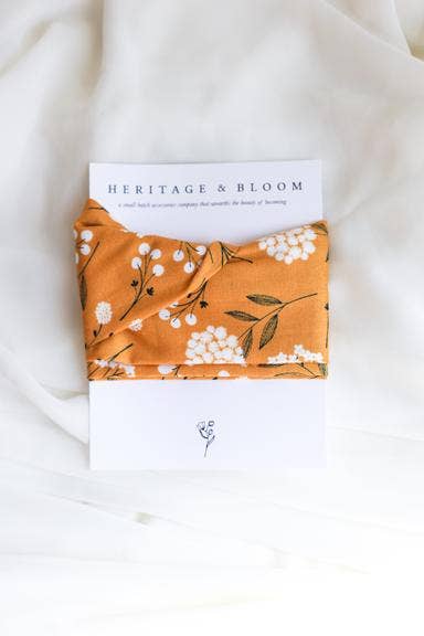 Heritage & Bloom - Mustard Yellow Floral Headwrap