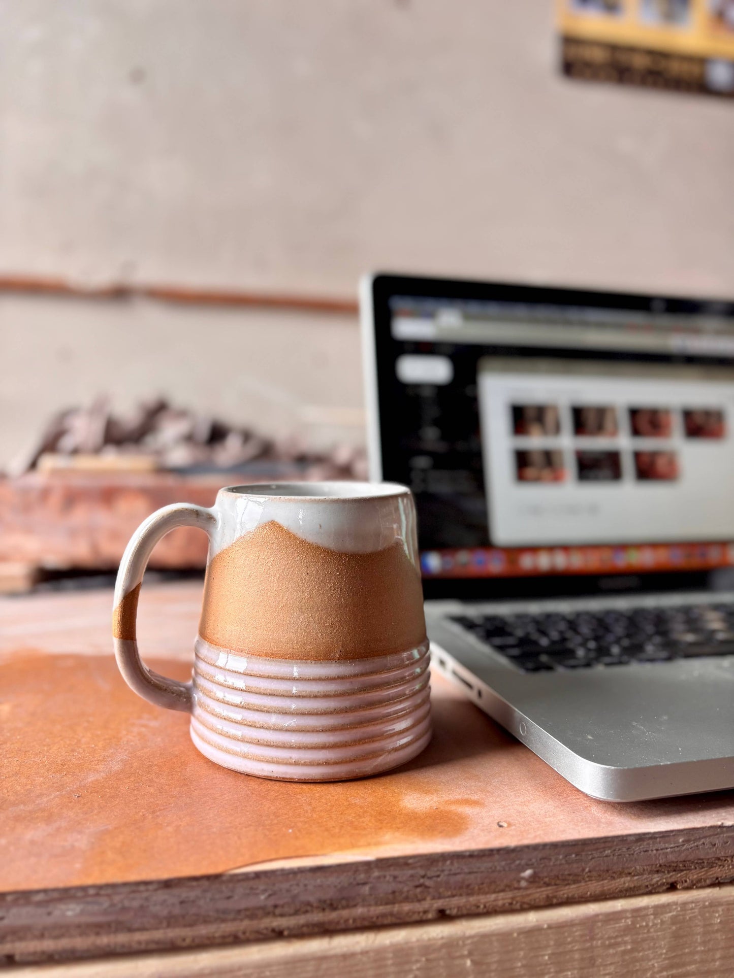 ROB Ceramics - Earth Lines Mug - Handmade Ceramic: Orange