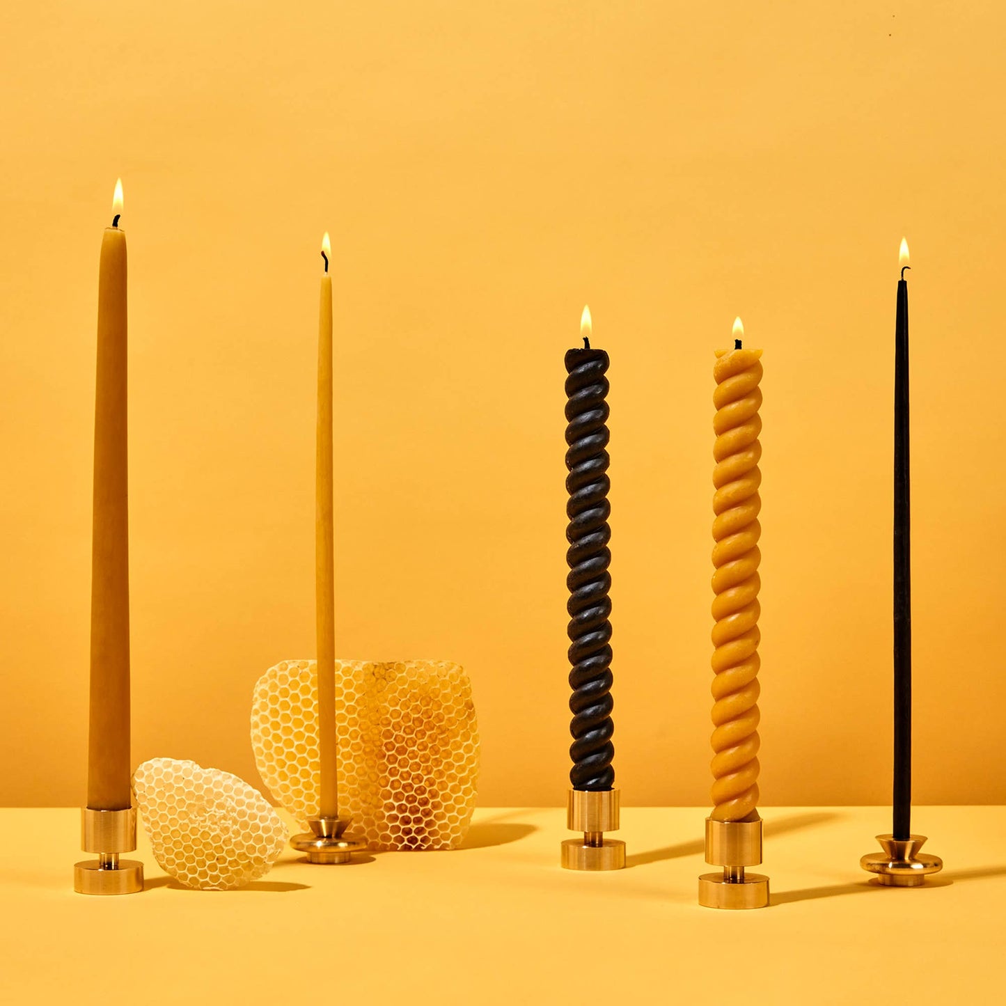 54 Celsius - Thin 100% Pure Beeswax Candles (7 Pack) - 12" Tall, Black