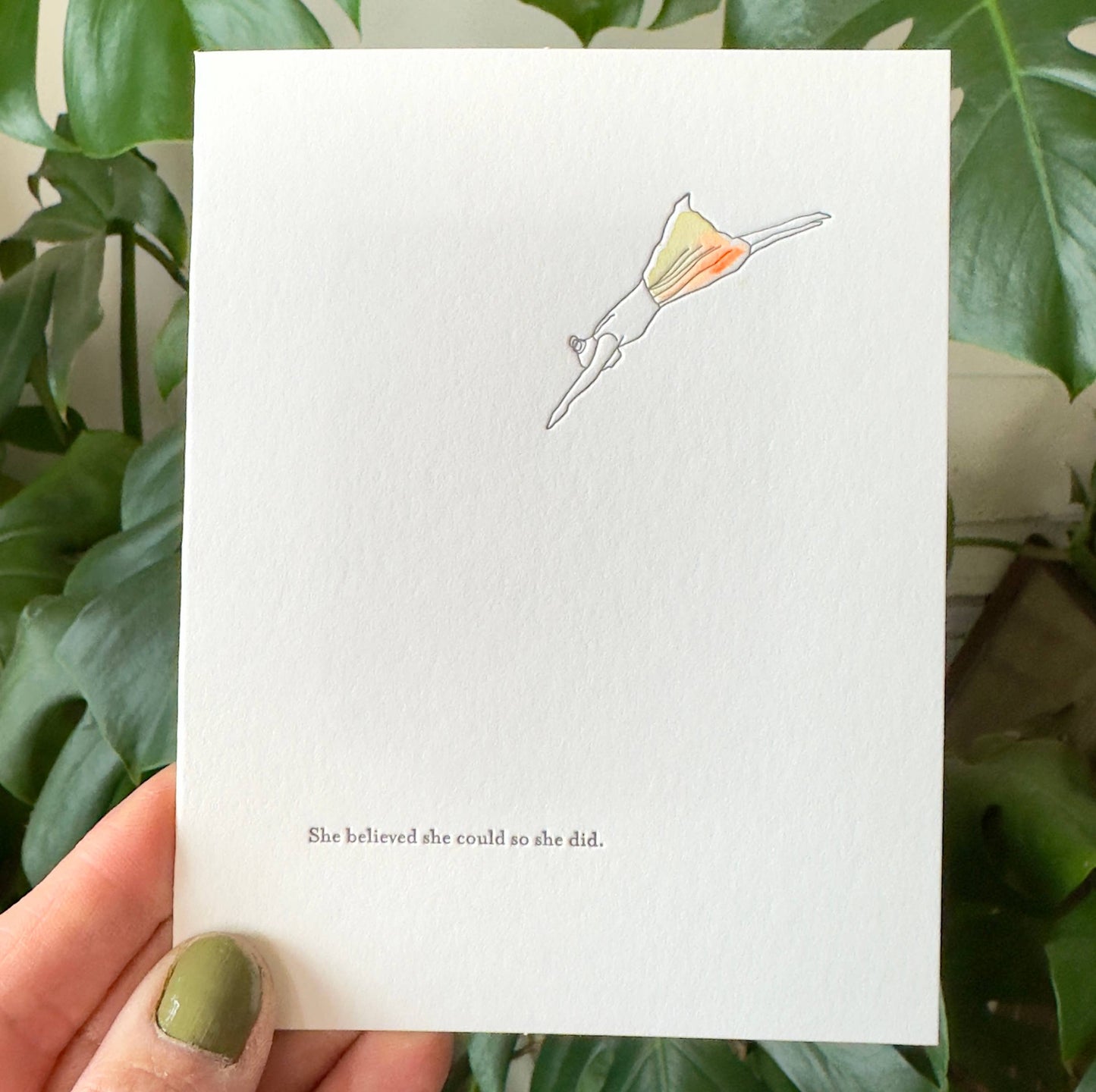 Lark Press - She Believed She Could Letterpress and Watercolor Card