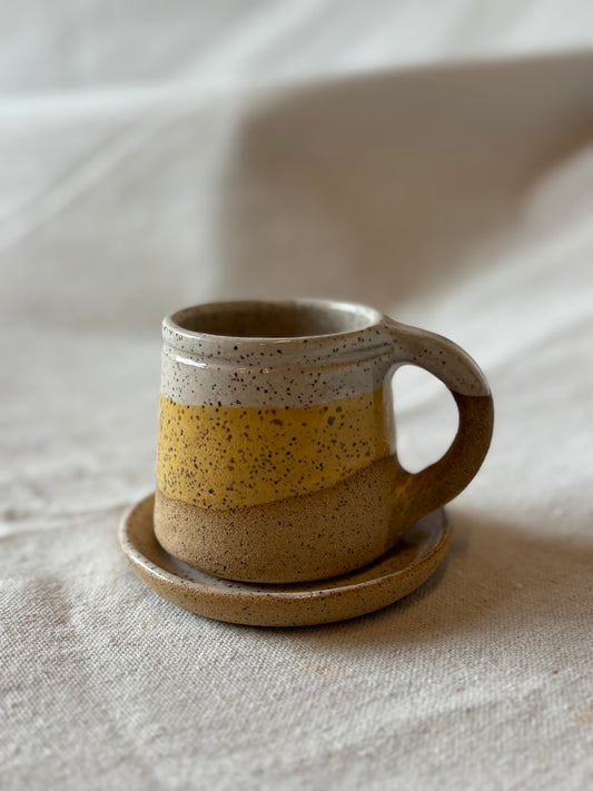 Small. mug with saucer- Tall Pine Pottery