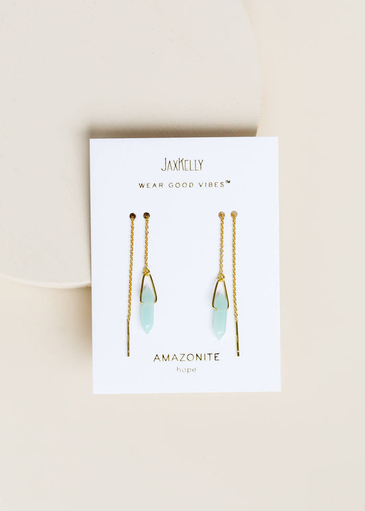 JaxKelly - Threader - Amazonite - Gold Earrings