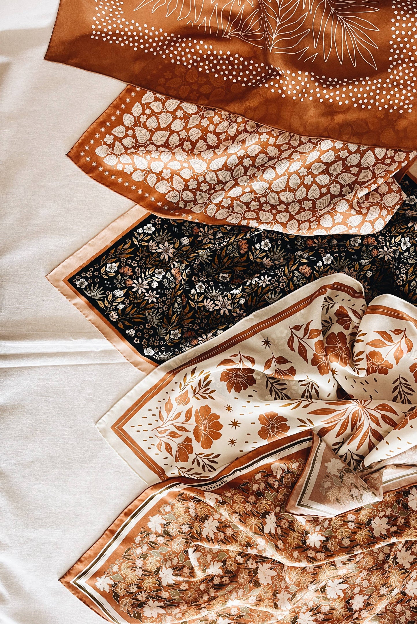 Flora West Design - 100% Silk Bandana Scarf - Midnight Garden Floral