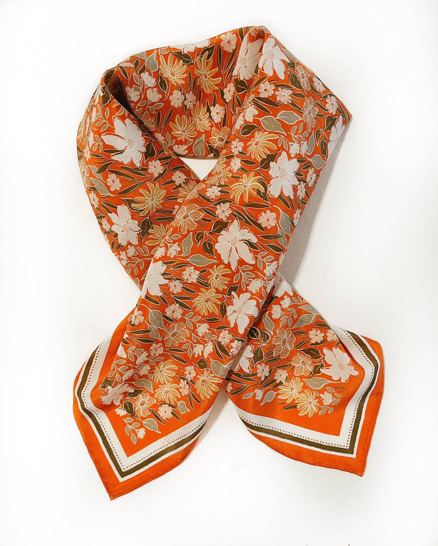 Flora West Design - 100% Silk Bandana Scarf - Botanical Garden Floral